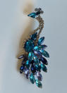 Rhinestone Peacock Brooch